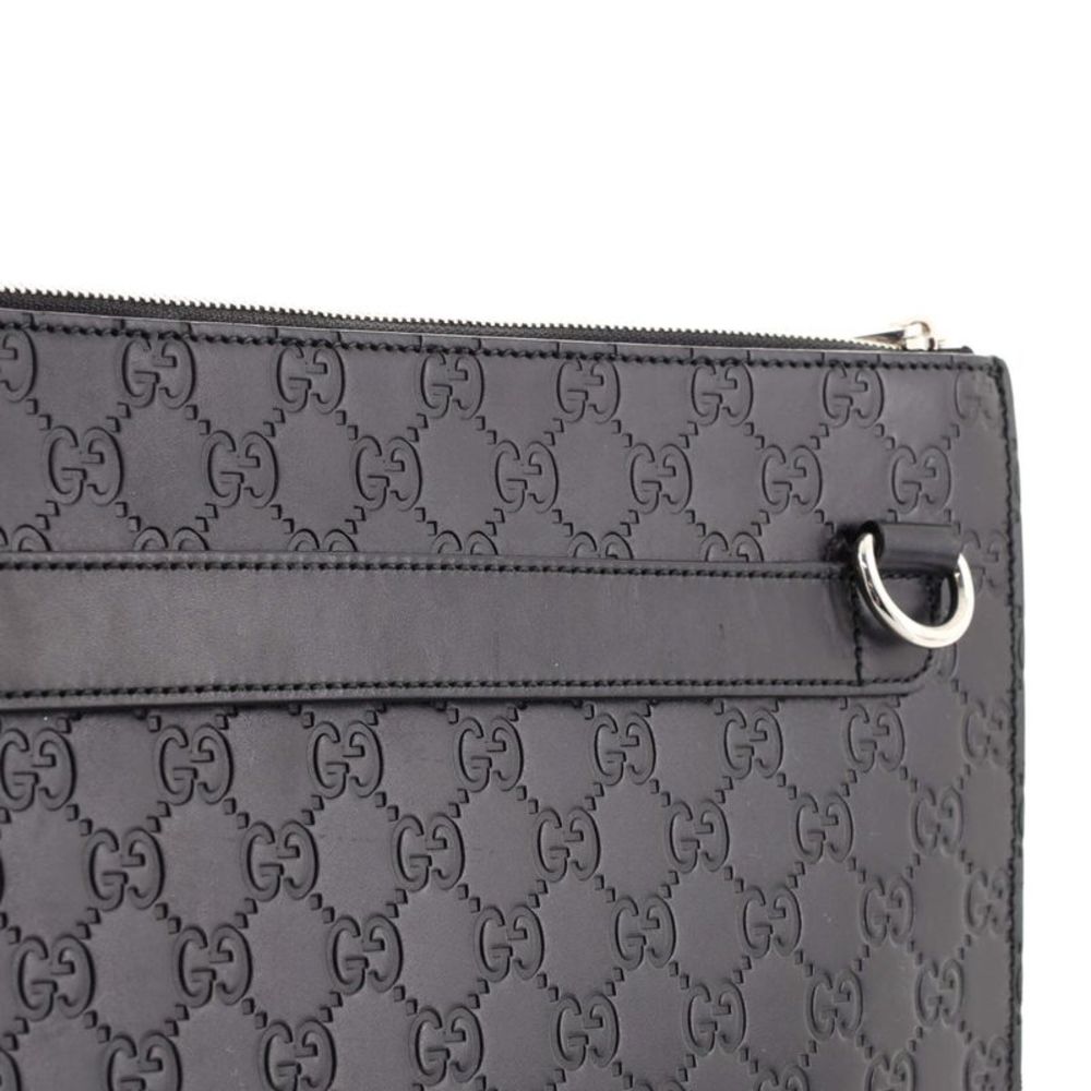 Gucci Zip Messenger Bag Guccissima Leather Large Black - Picture 7 of 8